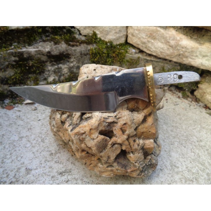 Lot de 2 Lames de Couteau à Customiser Clip Blade Acier Carbone Dos Guilloché + Etui Cuir BL7723 - Livraison Gratuite