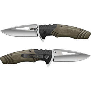 Couteau Utica Utica Stealth Dog I Lame Acier 8Cr13MoV Manche Tan G10 Ball Bearing UTK911300CP - Livraison Gratuite