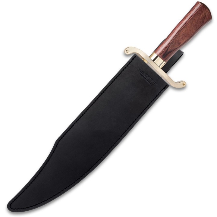Couteau Hibben Old West Bowie Lame Acier Inox Manche Bois Etui Cuir GH5069 - Livraison Gratuite