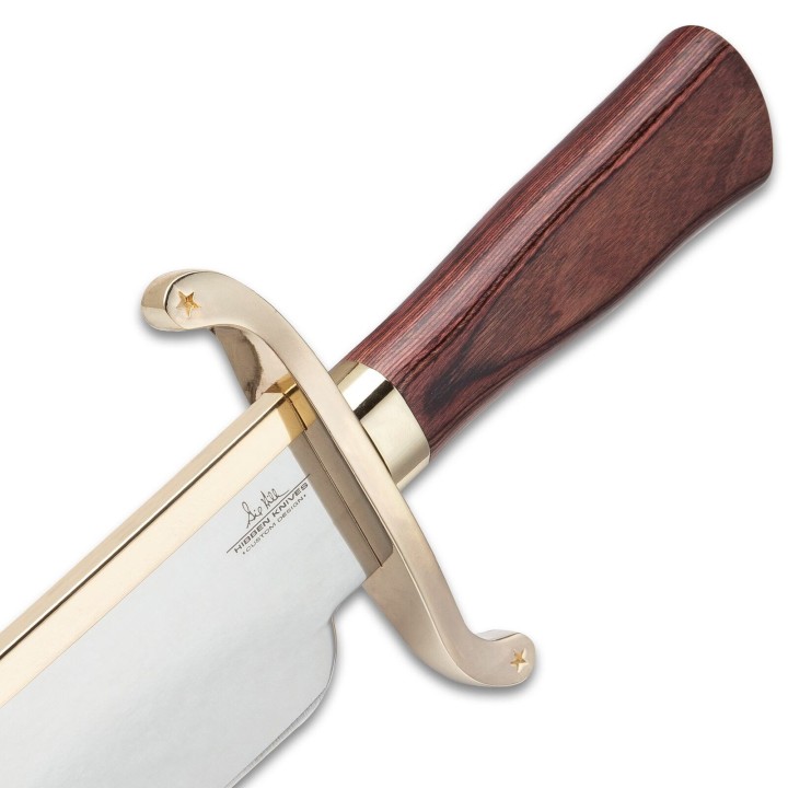 Couteau Hibben Old West Bowie Lame Acier Inox Manche Bois Etui Cuir GH5069 - Livraison Gratuite