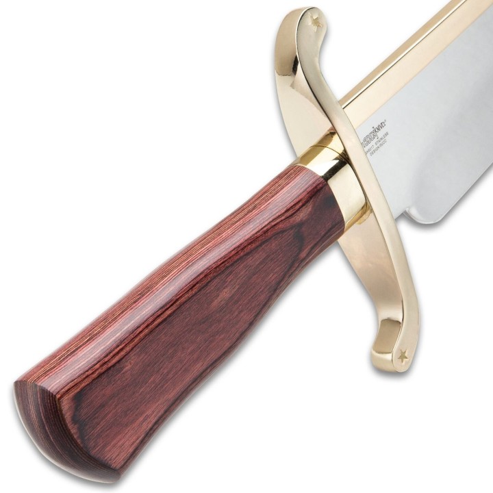 Couteau Hibben Old West Bowie Lame Acier Inox Manche Bois Etui Cuir GH5069 - Livraison Gratuite
