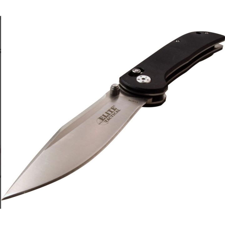 Couteau Elite Tactical Rapid Lock Lame Clip Point Acier 8Cr13MoV Pivot Bearing ET1028BK - Livraison Gratuite