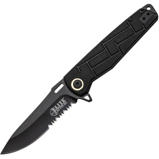 Couteau Elite Tactical Lame Acier 8Cr13MoV Serr Manche Black Nylon Linerlock Clip ETA001BKS - Livraison Gratuite