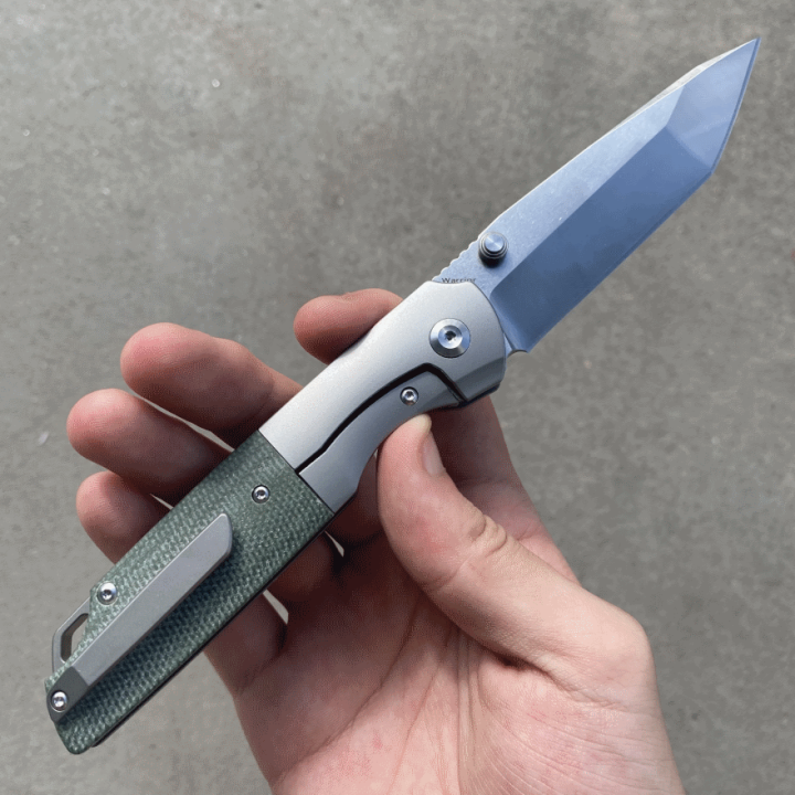 Couteau Kansept Warrior Green Titanium/Micarta Lame Tanto Acier S35VN Ball Bearing Framelock Clip K1005T5 - Livraison Gratuite