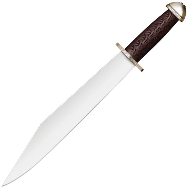 Couteau de Viking Cold Steel Chieftan's Sax Lame Acier Carbone 1055 Manche Bois Etui Cuir CS88HUK - Livraison Gratuite