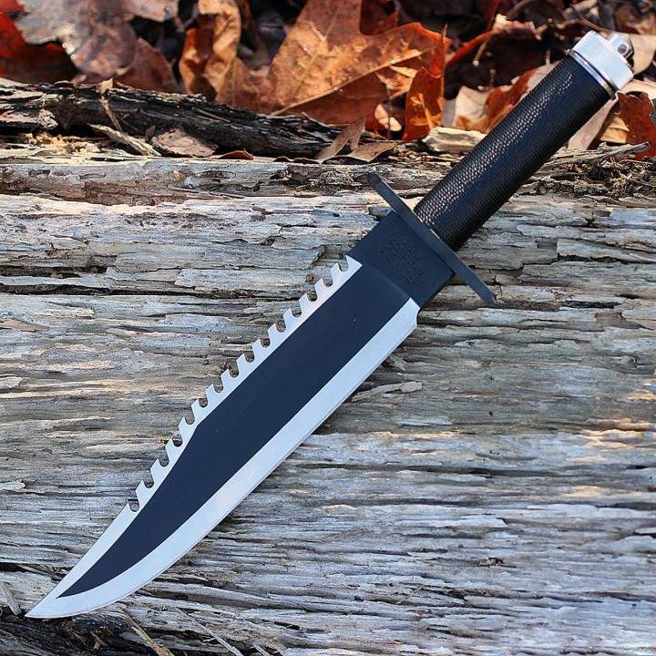 Couteau Rambo II First Blood Part II Standard Edition Acier Inox Manche Paracorde Etui Cuir RB9294 - Livraison Gratuite