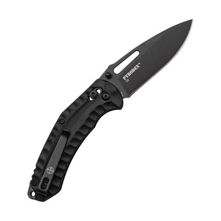 Couteau Elite Tactical Pyrodex Lame Acier D2 Manche G10 Rapid Lock Clip ETFDR008BK - Livraison Gratuite