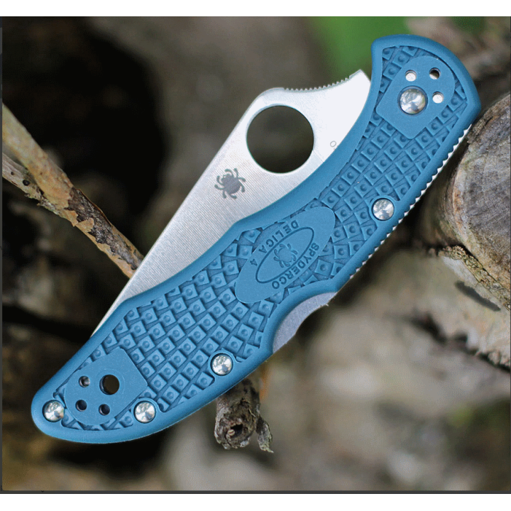 Couteau Spyderco Delica 4 K390 Manche FRN Blue Lame Acier K390 Lockback Clip Made Japan SC11FPK390 - Livraison Gratuite