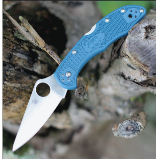 Couteau Spyderco Delica 4 K390 Manche FRN Blue Lame Acier K390 Lockback Clip Made Japan SC11FPK390 - Livraison Gratuite
