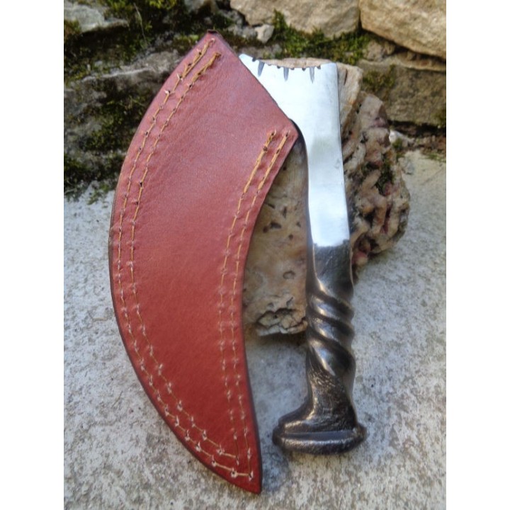 Couteau de Chasse à dépecer Lame Acier Carbone Forgée Etui Cuir Fabrication Artisanale PA4435 - Livraison Gratuite