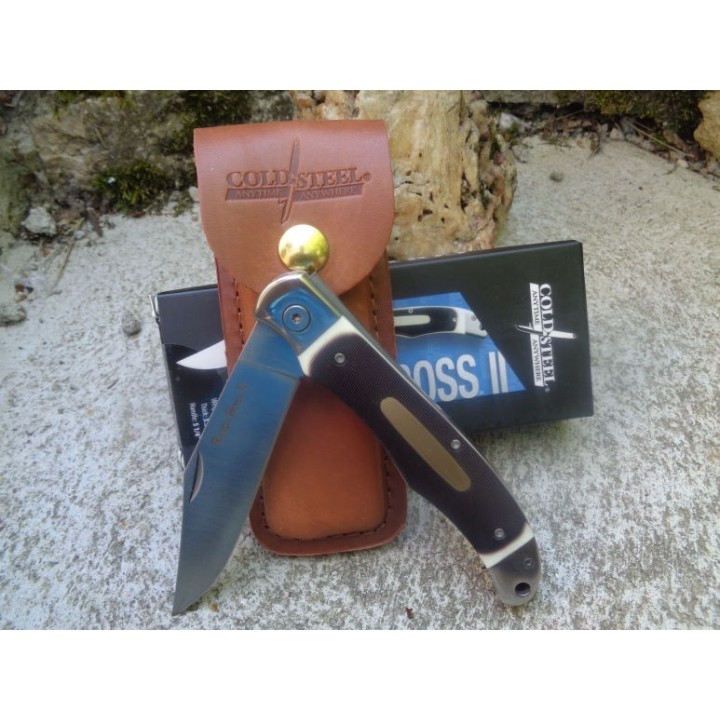 Couteau Cold Steel Ranch Boss II Lame Acier SK-5 Manche Fake Bone Linerlock Etui Cuir CS20NPM1 - Livraison Gratuite