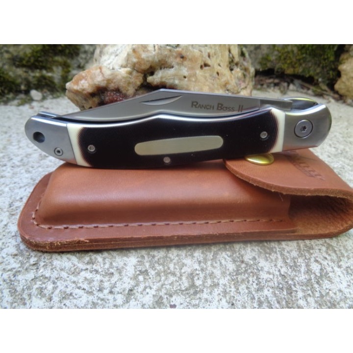 Couteau Cold Steel Ranch Boss II Lame Acier SK-5 Manche Fake Bone Linerlock Etui Cuir CS20NPM1 - Livraison Gratuite