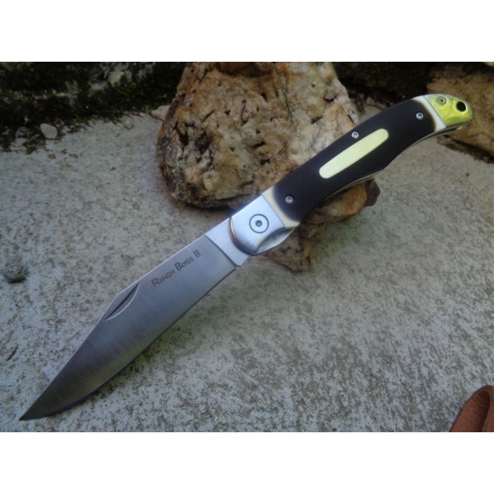 Couteau Cold Steel Ranch Boss II Lame Acier SK-5 Manche Fake Bone Linerlock Etui Cuir CS20NPM1 - Livraison Gratuite