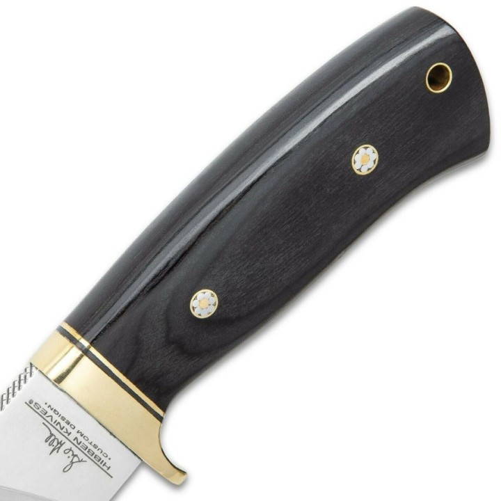 Couteau Hibben Chugach Alaskan Hunter Lame Acier 5Cr15MoV Manche Bois Etui Cuir GH5084 - Livraison Gratuite