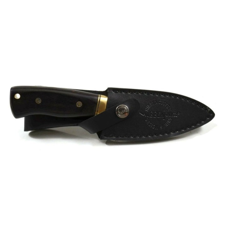 Couteau Hibben Chugach Alaskan Hunter Lame Acier 5Cr15MoV Manche Bois Etui Cuir GH5084 - Livraison Gratuite