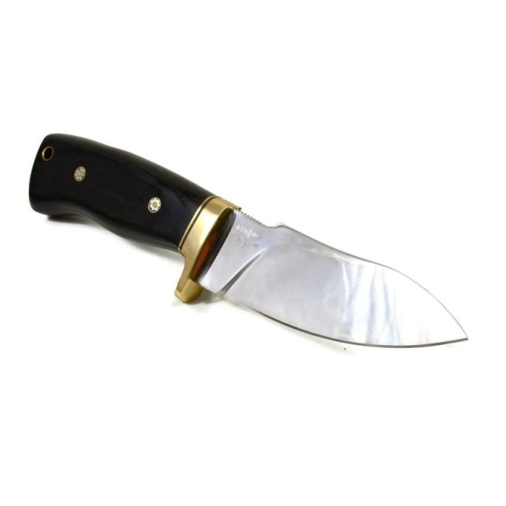 Couteau Hibben Chugach Alaskan Hunter Lame Acier 5Cr15MoV Manche Bois Etui Cuir GH5084 - Livraison Gratuite