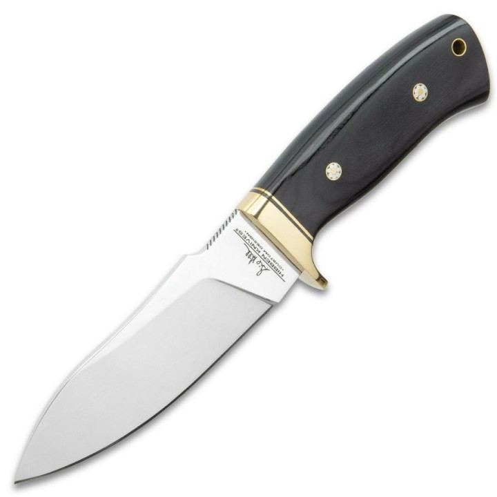Couteau Hibben Chugach Alaskan Hunter Lame Acier 5Cr15MoV Manche Bois Etui Cuir GH5084 - Livraison Gratuite