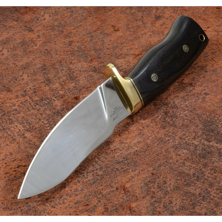 Couteau Hibben Chugach Alaskan Hunter Lame Acier 5Cr15MoV Manche Bois Etui Cuir GH5084 - Livraison Gratuite