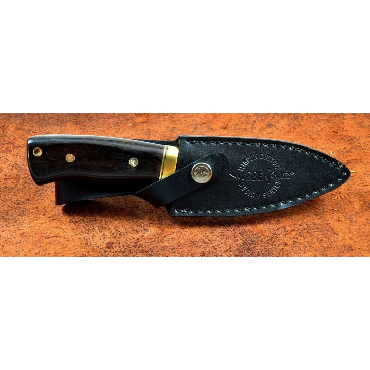 Couteau Hibben Chugach Alaskan Hunter Lame Acier 5Cr15MoV Manche Bois Etui Cuir GH5084 - Livraison Gratuite