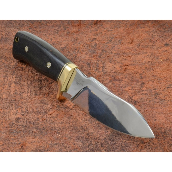 Couteau Hibben Chugach Alaskan Hunter Lame Acier 5Cr15MoV Manche Bois Etui Cuir GH5084 - Livraison Gratuite
