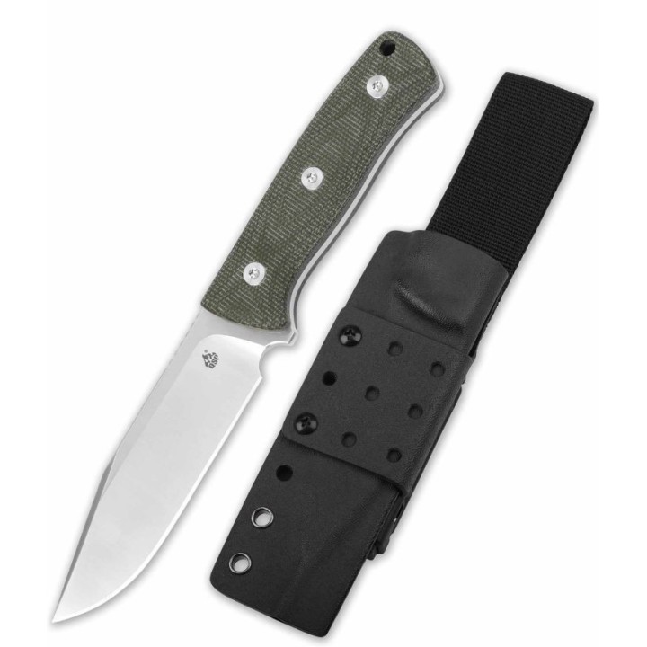 Couteau de Survie QSP Knife Bison Lame Acier D2 Manche Green Micarta Etui Kydex QS134C - Livraison Gratuite