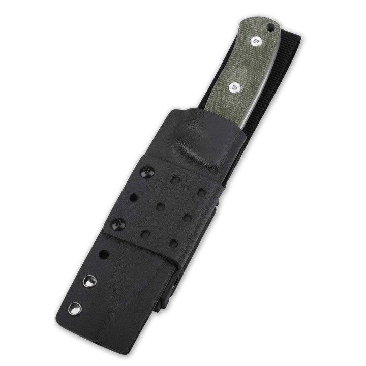 Couteau de Survie QSP Knife Bison Lame Acier D2 Manche Green Micarta Etui Kydex QS134C - Livraison Gratuite