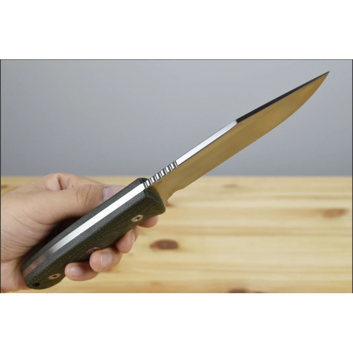 Couteau de Survie QSP Knife Bison Lame Acier D2 Manche Green Micarta Etui Kydex QS134C - Livraison Gratuite