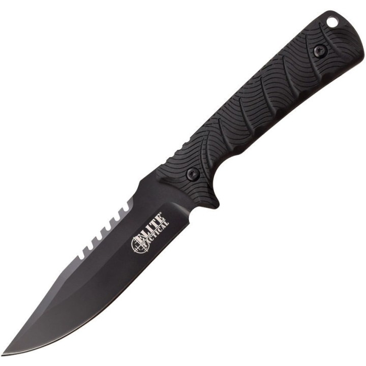 Couteau Elite Tactical Backdraft Bowie Lame Acier 8Cr13MoV Manche Abs Etui Nylon ETFIX005BK - Livraison Gratuite