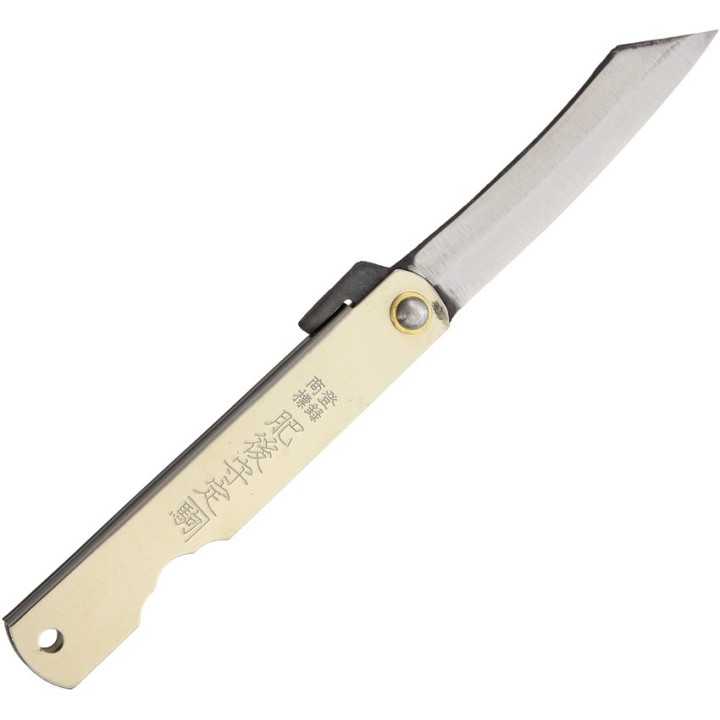 Couteau Higonokami N°3 Folder Silver Lame SK5 Manche Acier Japan HIGO03SL - Livraison Gratuite