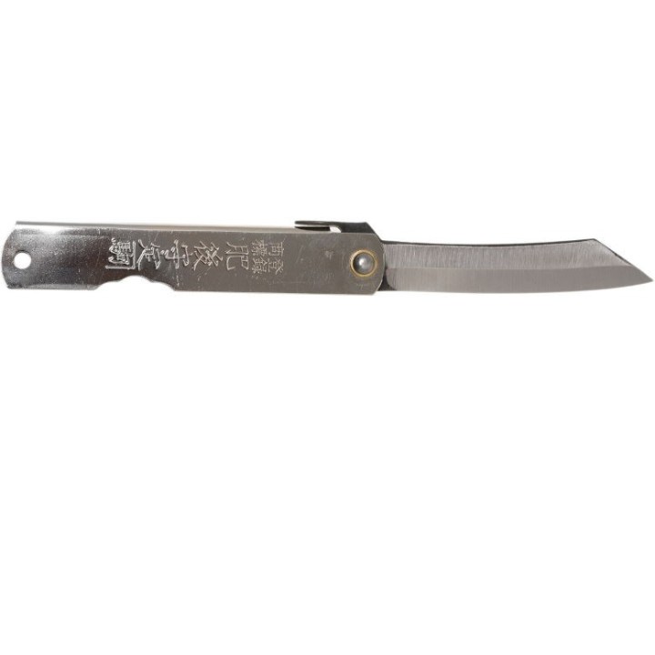 Couteau Higonokami N°4 Folder Sylver Lame SK5 Manche Acier Japan HIGO04SL - Livraison Gratuite