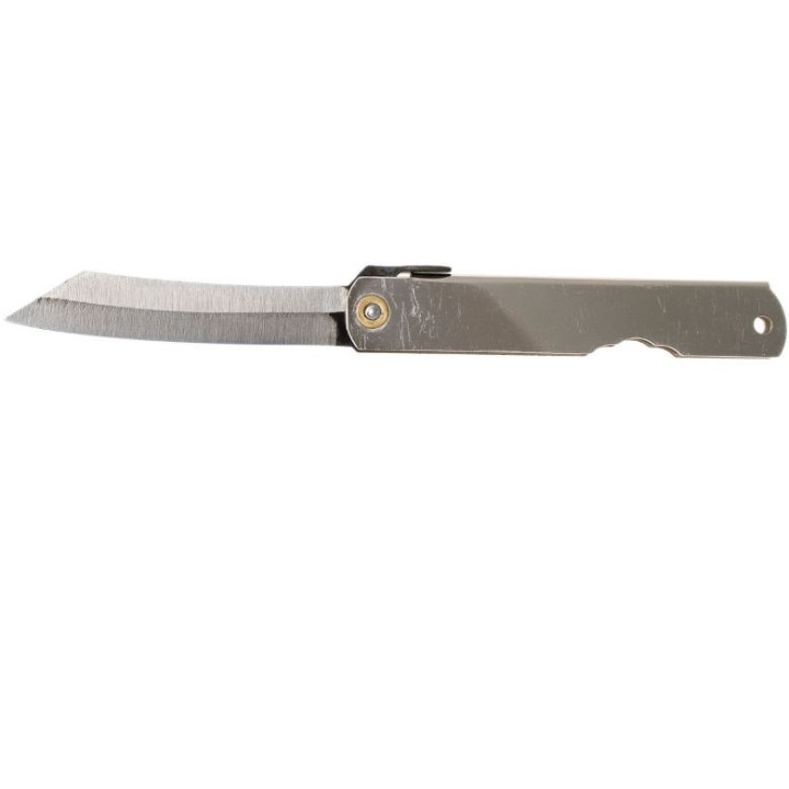 Couteau Higonokami N°4 Folder Sylver Lame SK5 Manche Acier Japan HIGO04SL - Livraison Gratuite