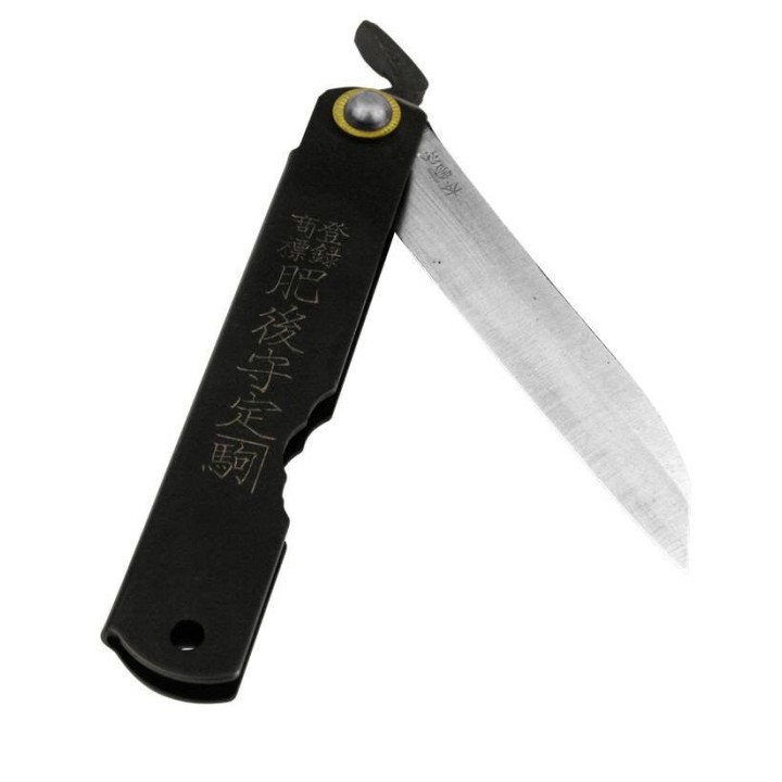 Couteau Higonokami Folder Lame White Paper Manche Acier Made Japan HIGO12BL - Livraison Gratuite