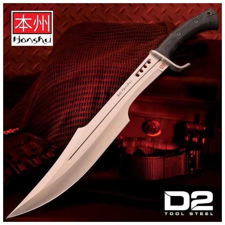 Sabre United Honshu Spartan Sword D2 Steel Manche TPR Lame Acier D2 Etui Cuir UC3345D2 - Livraison Gratuite