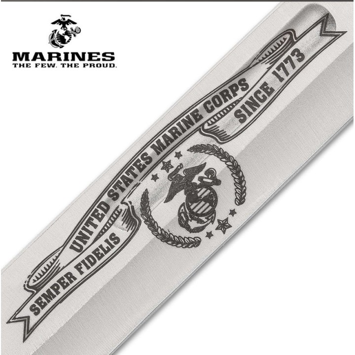 Couteau Marines USMC Combat Fighting Lame Acier Inox Manche Cuir Etui Cuir UC3369 - Livraison Gratuite