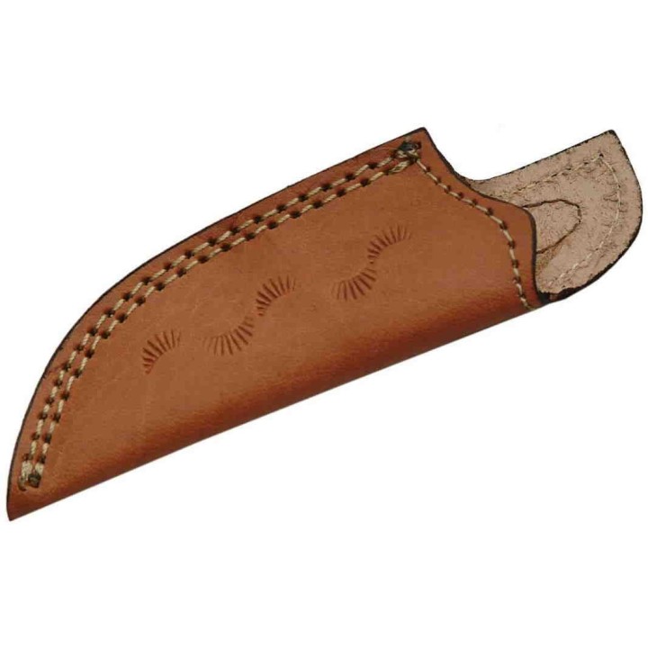 Couteau Damas Lame 256 Couches Manche Corne & Turquoise Etui Cuir DM1146HN - Livraison Gratuite