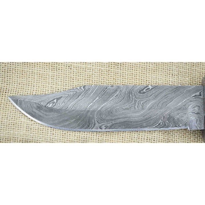 Couteau Damas Bowie Rosewood Lame 256 Couches Manche Bois Etui Cuir DM1170 - Livraison Gratuite
