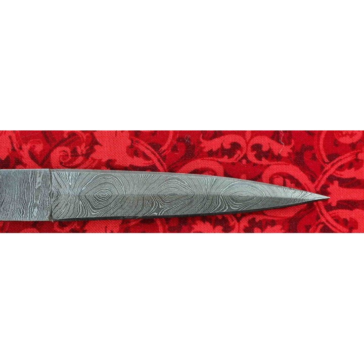 Couteau Dague Damas Lame 256 Couches Manche Os Cerfé Etui Cuir DM1178 - Livraison Gratuite