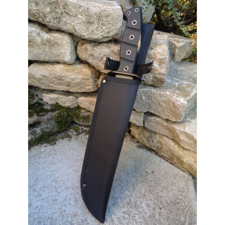 Couteau de Chasseur d'Ours Bowie Tactical Lame Acier 420 Manche Abs Etui Nylon CN211515BK - Livraison Gratuite