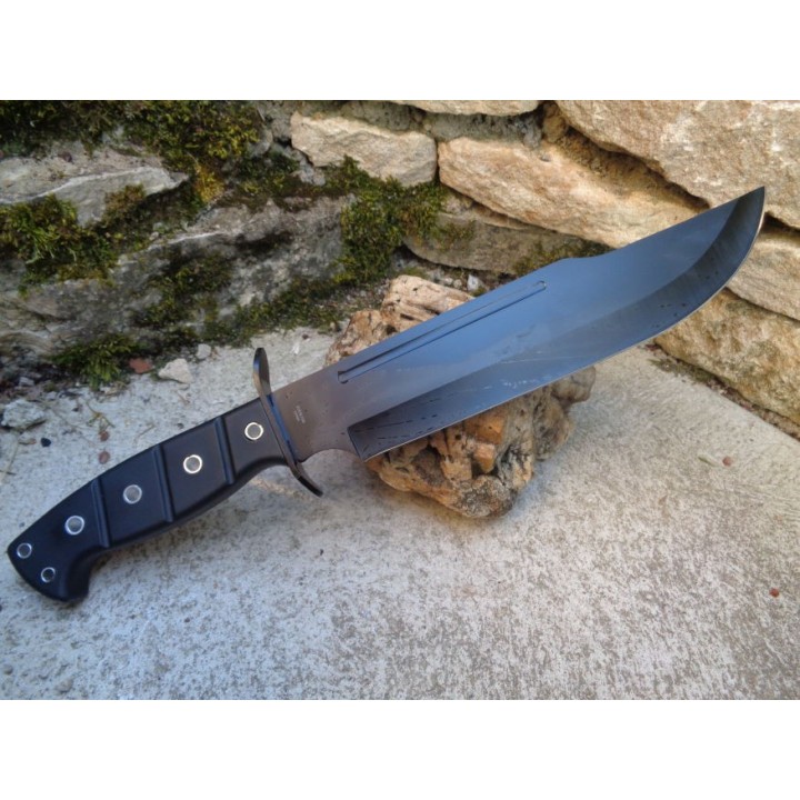 Couteau de Chasseur d'Ours Bowie Tactical Lame Acier 420 Manche Abs Etui Nylon CN211515BK - Livraison Gratuite