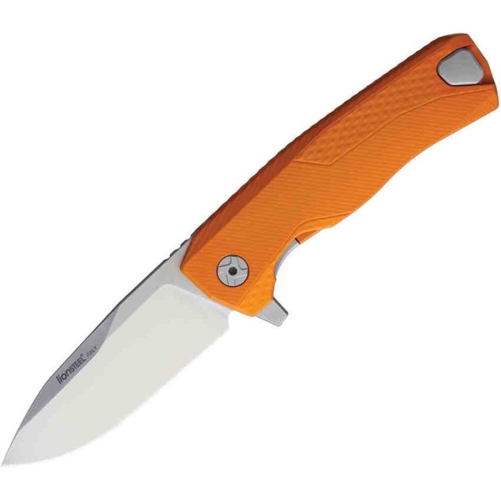 Couteau LionSteel ROK Orange Lame Acier M390 Manche Aluminium Sécurité Rotoblock Clip LSTROKAOS - Livraison Gratuite