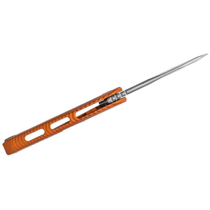 Couteau LionSteel ROK Orange Lame Acier M390 Manche Aluminium Sécurité Rotoblock Clip LSTROKAOS - Livraison Gratuite