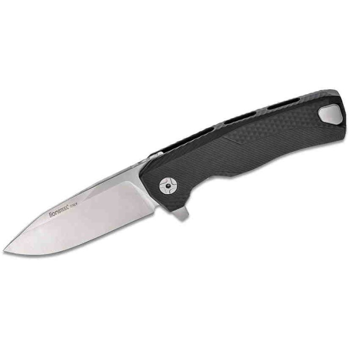 Couteau LionSteel ROK Black Lame Acier M390 Manche Aluminium Sécurité Rotoblock Clip LSTROKABS - Livraison Gratuite