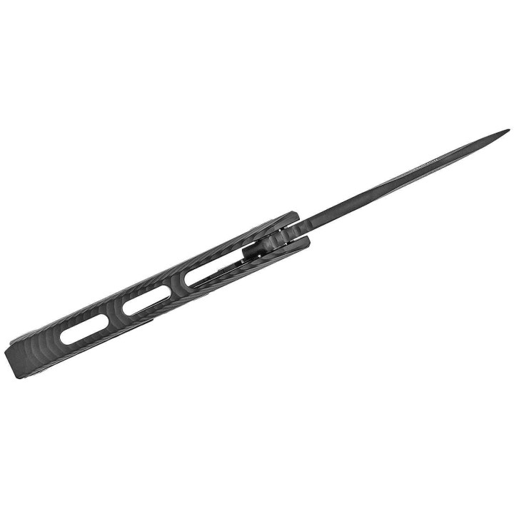 Couteau LionSteel ROK Black Lame Acier M390 Manche Aluminium Sécurité Rotoblock Clip LSTROKABB- Livraison Gratuite