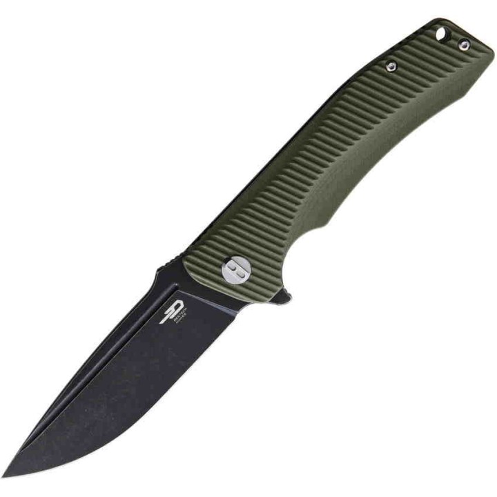 Couteau Bestech Mako Green Lame Acier D2 Black Manche G10 Bearings Clip BTKG27D - Livraison Gratuite