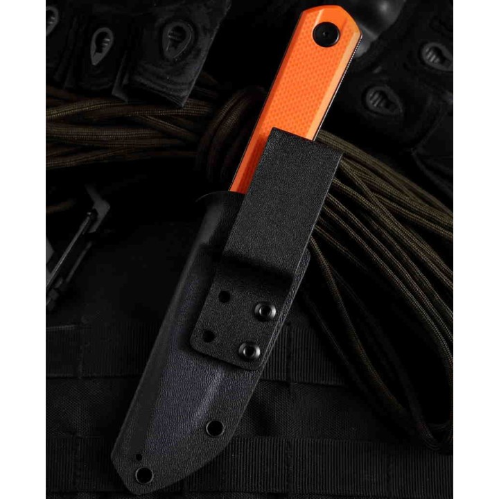 Couteau Bestech Hedron Orange Lame Acier D2 Manche G10 Etui Kydex BTKF02C - Livraison Gratuite