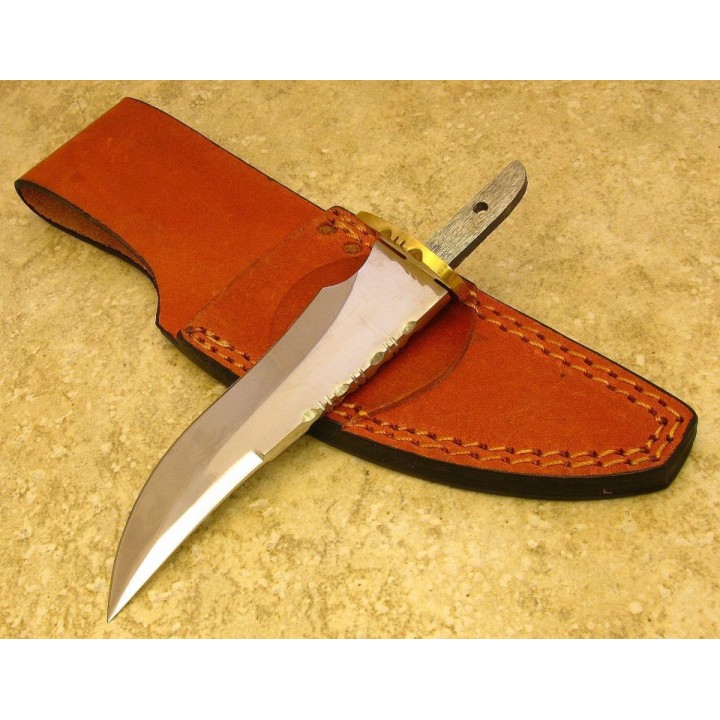 Lot de 2 Lames de Couteau à Customiser Drop Blade Acier Carbone Dos Guilloché + Etui Cuir BLSOB6 - Livraison Gratuite