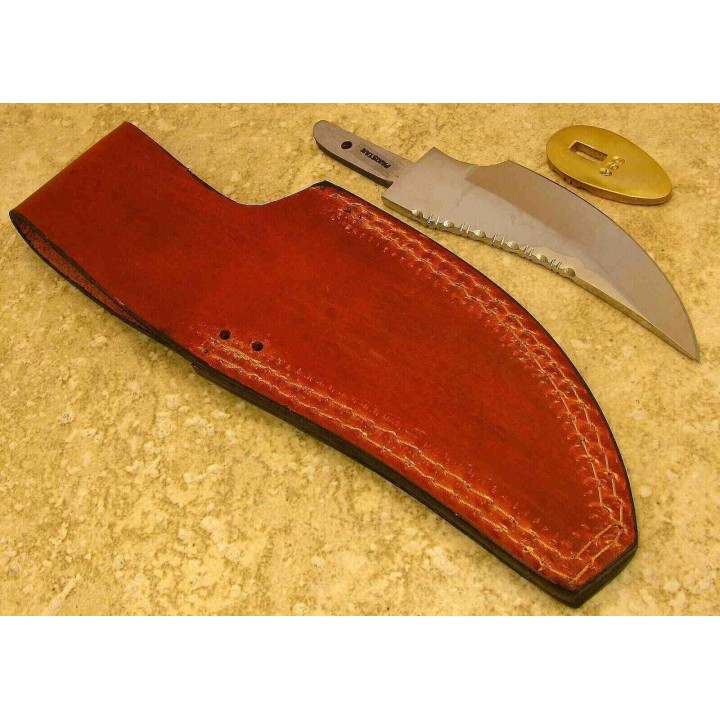 Lot de 2 Lames de Couteau à Customiser Skinner Acier Carbone Dos Guilloché Etui Cuir BLSOB1 - Livraison Gratuite