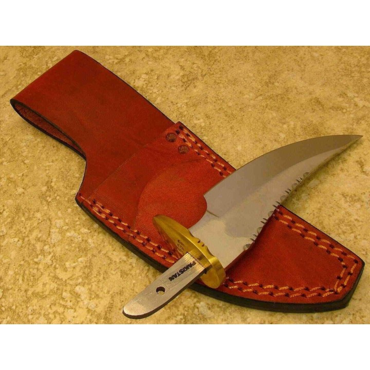 Lot de 2 Lames de Couteau à Customiser Skinner Acier Carbone Dos Guilloché Etui Cuir BLSOB1 - Livraison Gratuite
