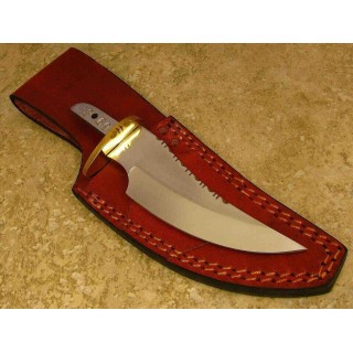 Lot de 2 Lames de Couteau à Customiser Skinner Acier Carbone Dos Guilloché Etui Cuir BLSOB1 - Livraison Gratuite