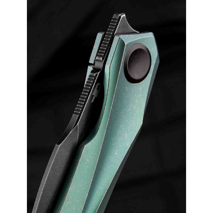 Couteau Bestech IVY Green Manche Titane Lame Acier S35VN Bearing Pivot Framelock Clip BTKT2004E - Livraison Gratuite